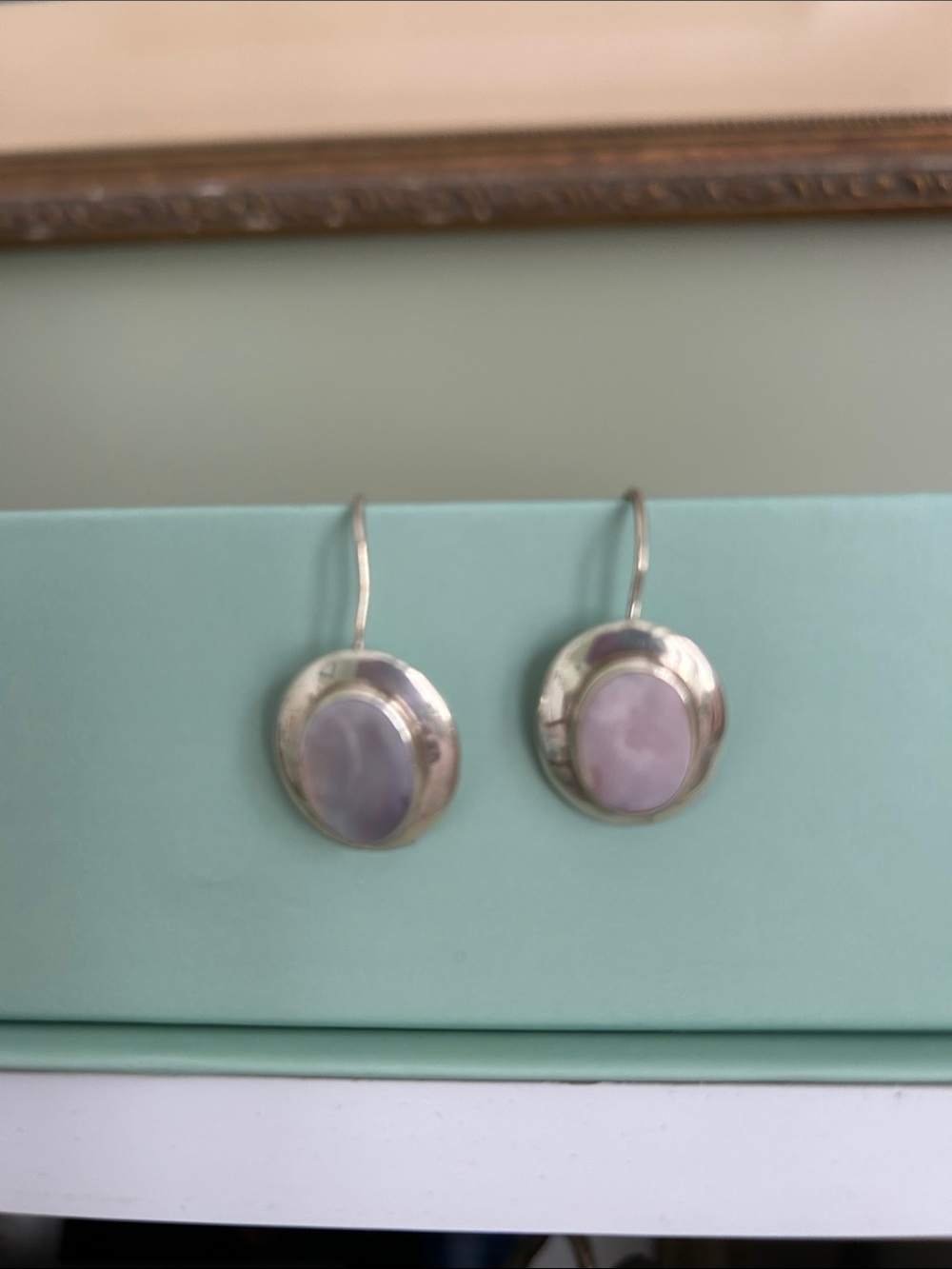 Sterling Silver Lavender Stone Drop Earrings - Unbranded